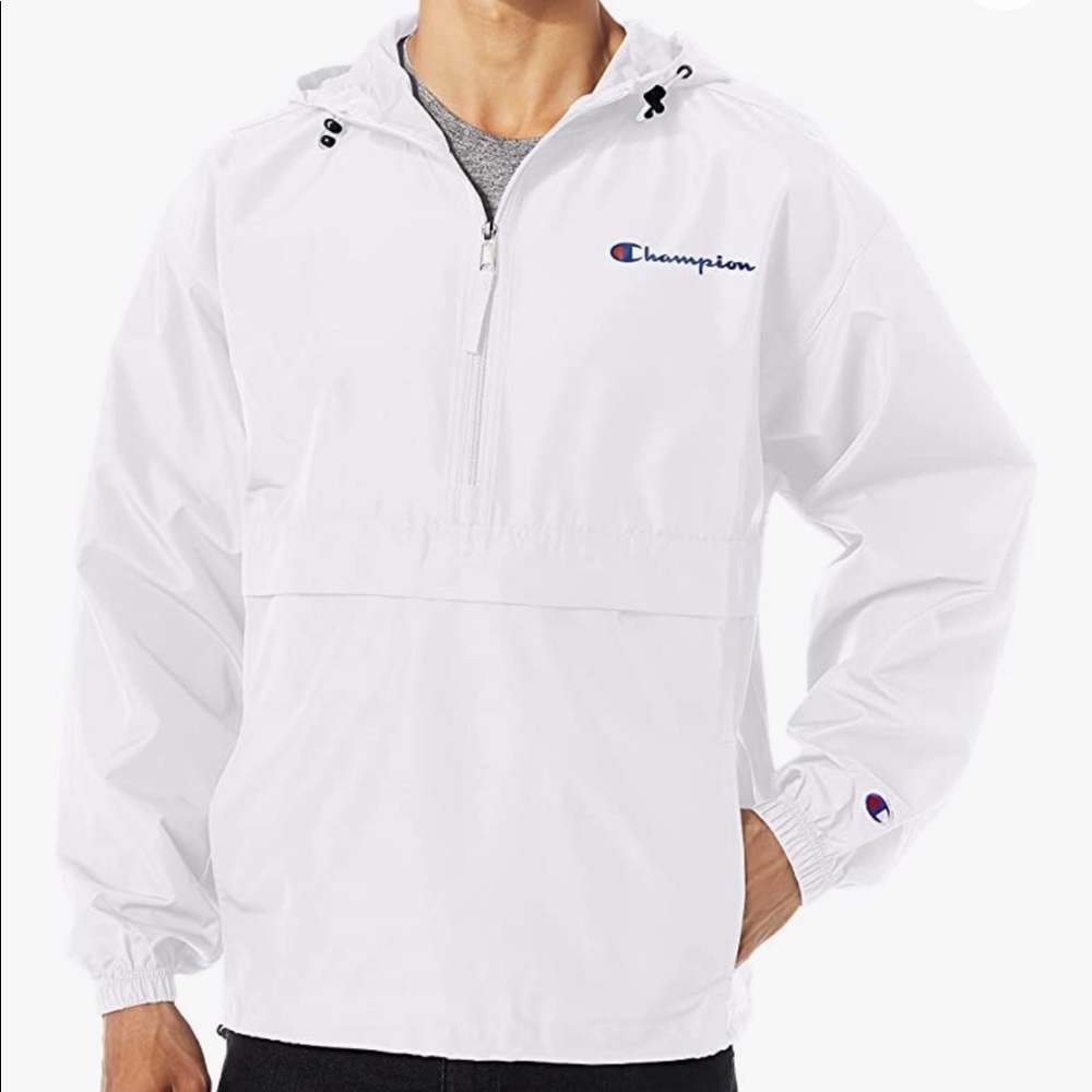 NWT Champion Men's Packable Jacket pullover white stadium gear hoodie size Small
